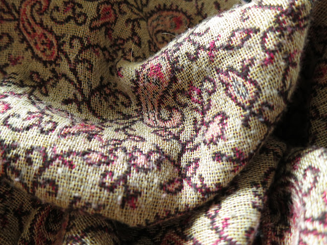 Crumbled brown and red shawl with paisley influenced pattern