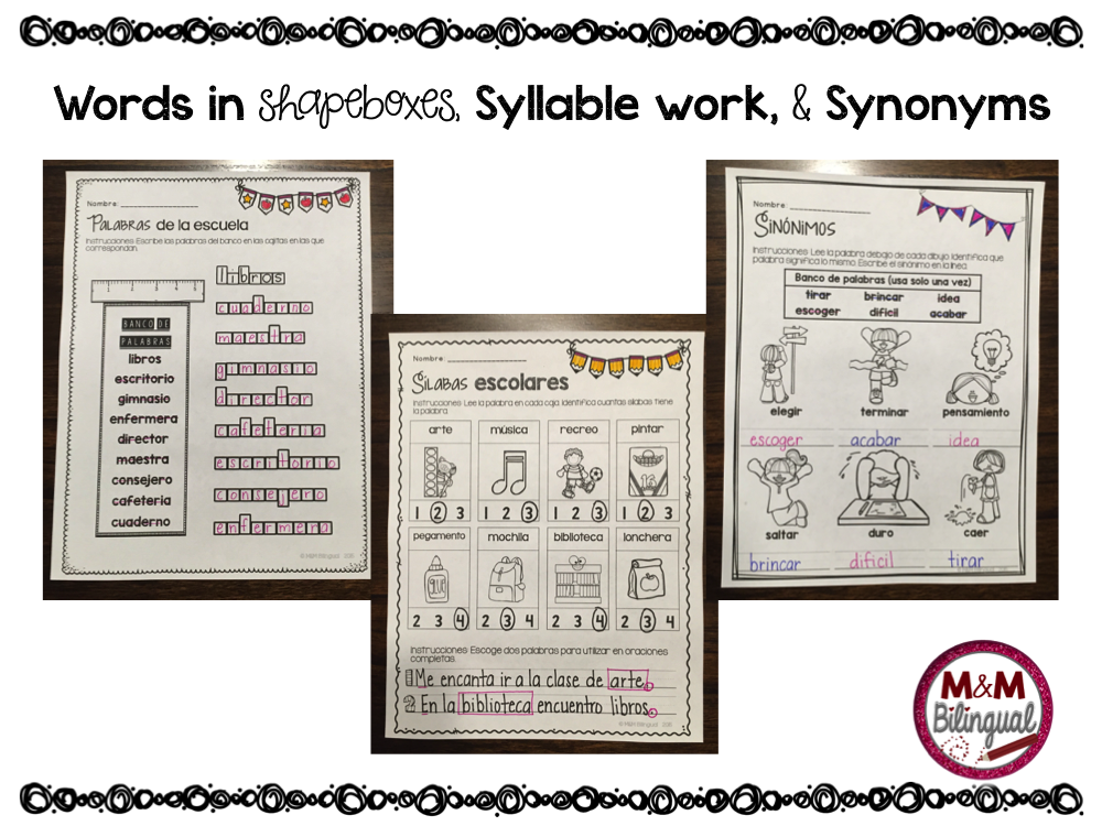 M&M Bilingual Word Work in Spanish