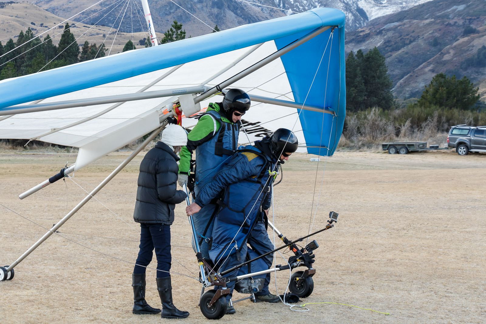 A mile of runway will take you anywhere. Hang gliding over New Zealand