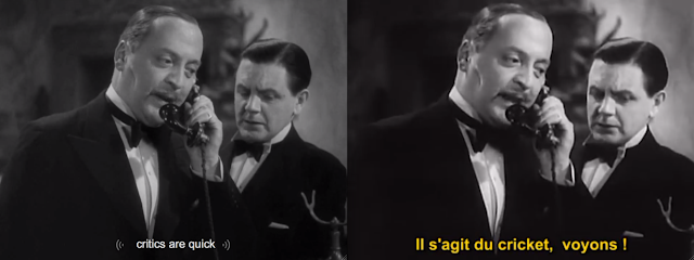Zwei Screenshots ein- und derselben Einstellung, links: critics are quick (rechts übersetzt im Unterititel) Zwei Screenshots ein- und derselben Einstellung, links: critics are quick (rechts übersetzt im Unterititel)