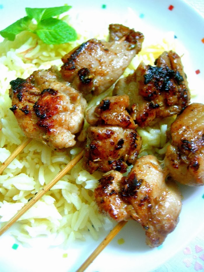 Peng's Kitchen Saffron Rice with Spiced Chicken Skewer