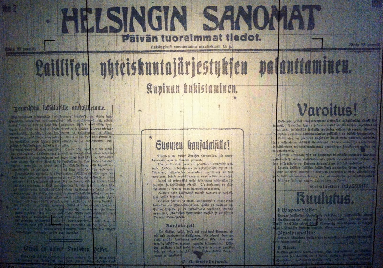 Helsingin Sanomat 14.3.1918
