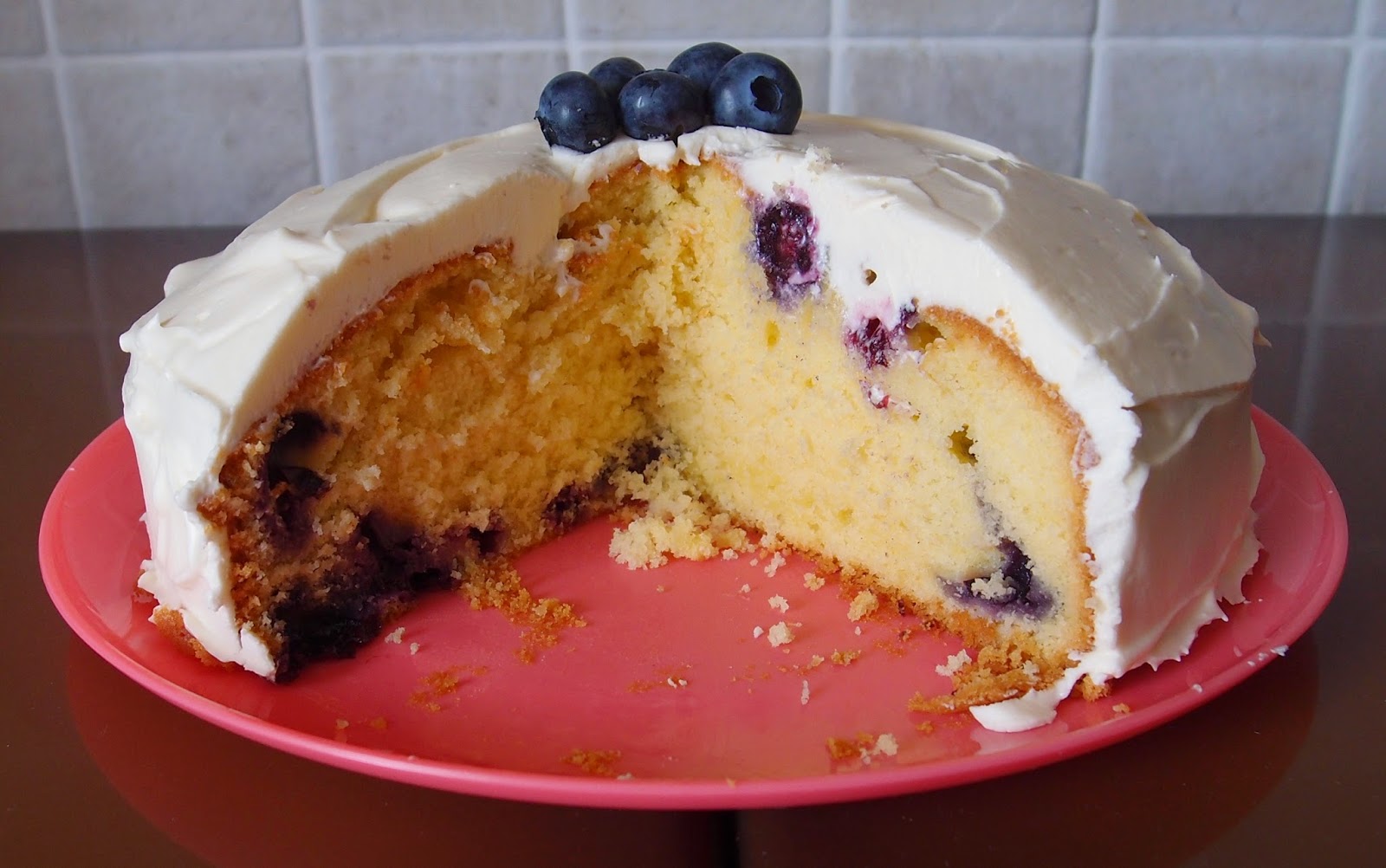 The Caked Crusader Blueberry sponge cake with cream cheese frosting