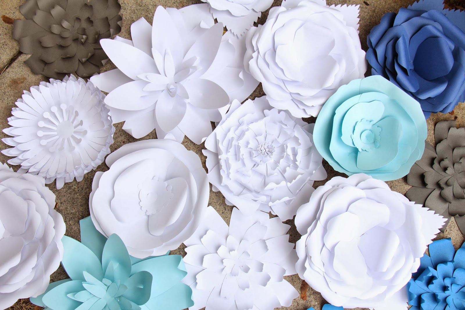 Grosgrain Paper Flower Wall with Silhouette Patterns
