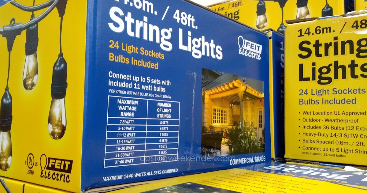 Feit 48 Ft Outdoor String Lights Costco Weekender