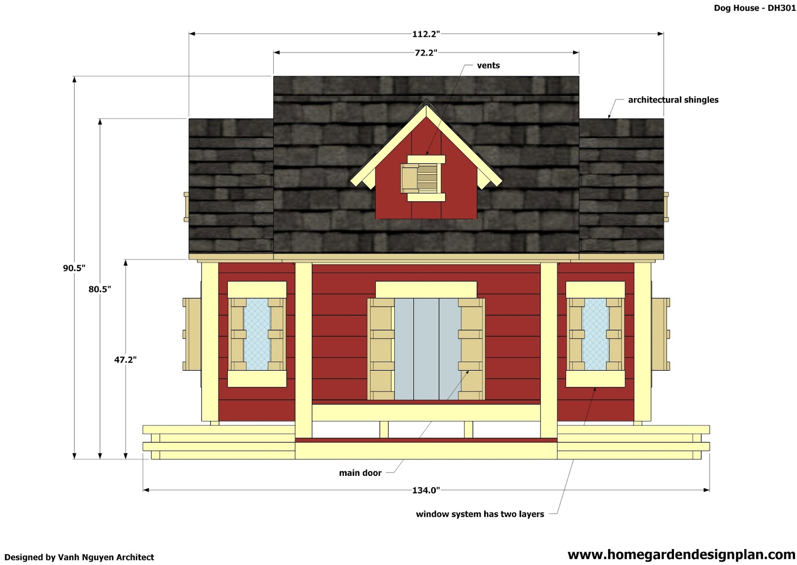 DH301 - Insulated Dog House Plans - Insulated Dog House Design - The ...