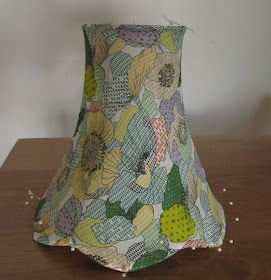 lampshade recover tutorial fabric pieces same frame cut pattern using side right