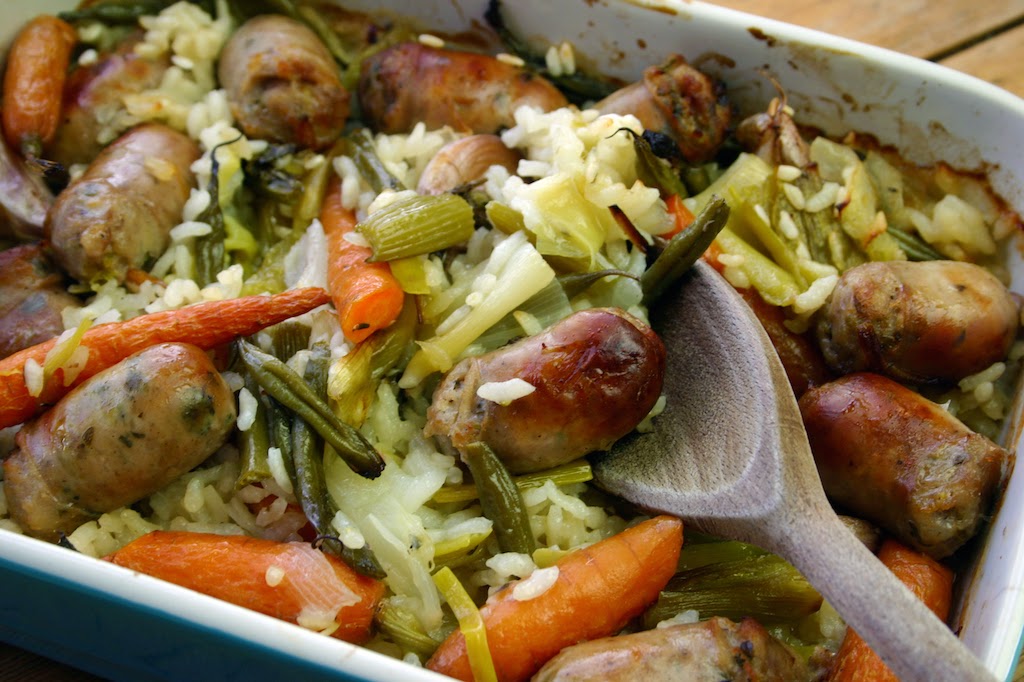 Belleau Kitchen ovenbaked sausage risotto supereasy onedish meal