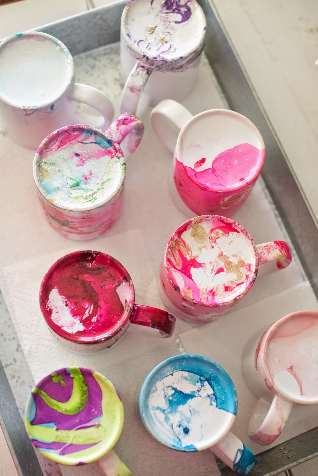 Domestic Fashionista DIY Marbled Nail Polish Coffee Mugs