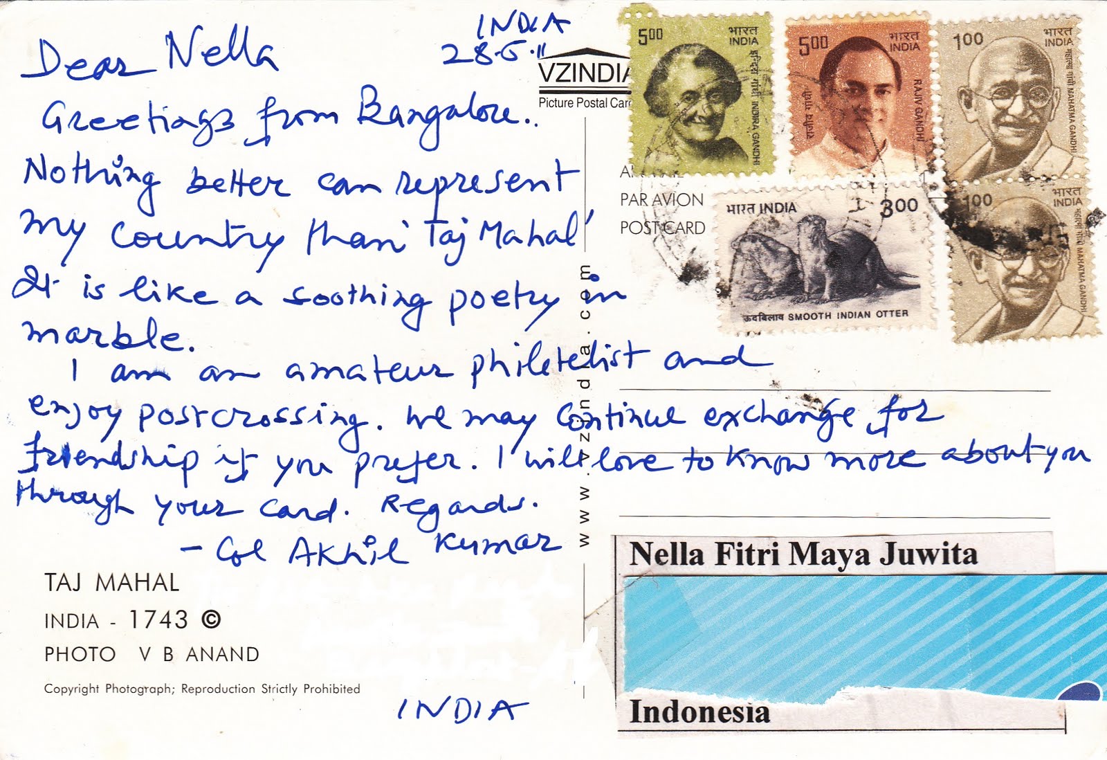 Postcards My Window to the World! Postcard from India