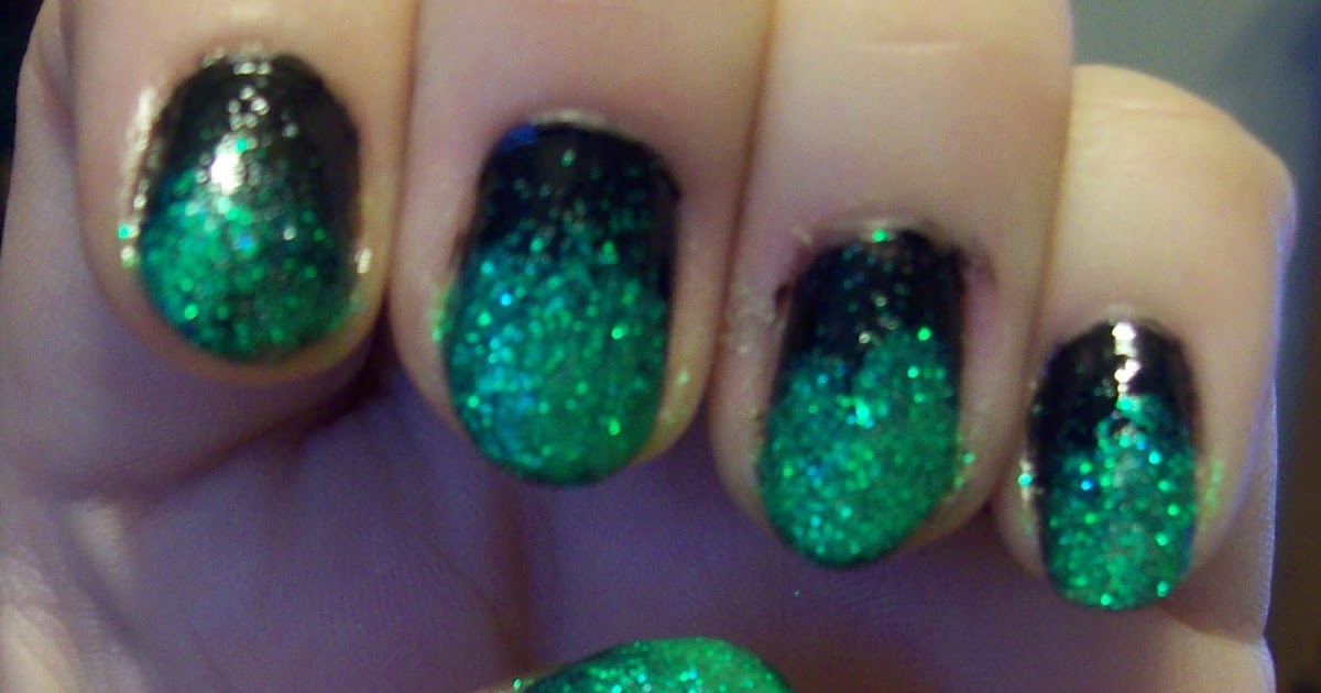 Chaotic Beauty By Ag Green Glitter Ombre Nails