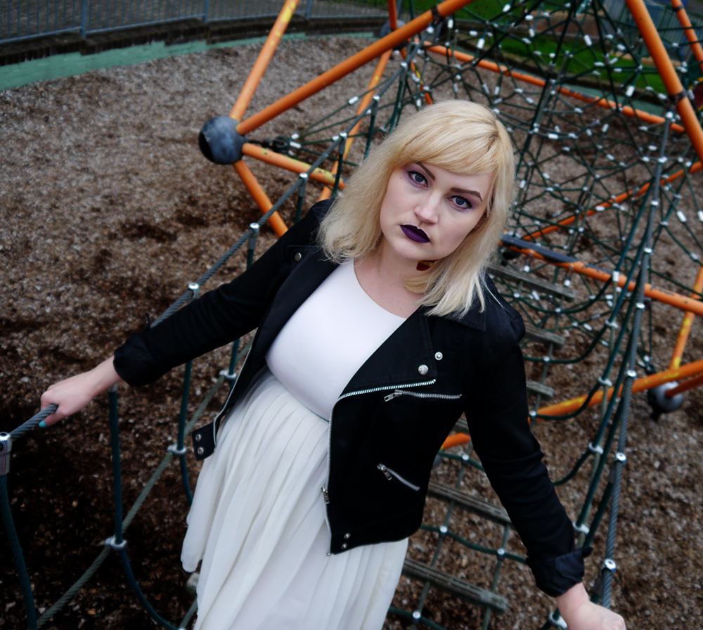 Bride of Chucky Halloween outfit to wear again wearable halloween costume, costume from things you already have at home, easy Halloween, horror film cosplay, play park photo shoot, Child's Play, bride of chucky, chucky doll, blogger
