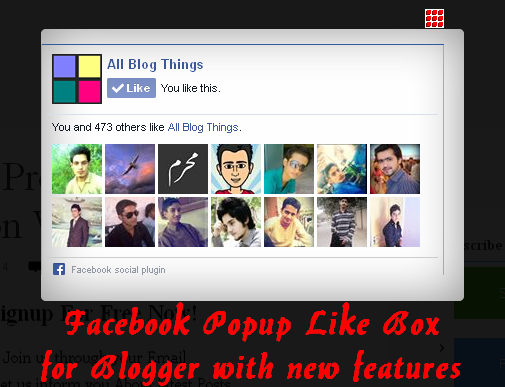 Facebook Popup Like Box for Blogger with new features (demo)
