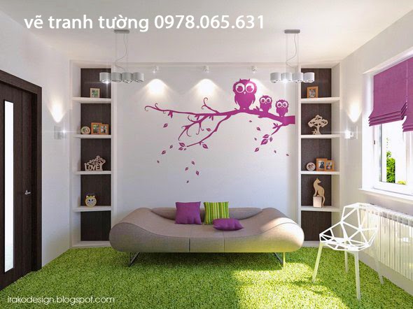 Vẽ tranh tường phòng ngủ Vẽ tranh tường phòng ngủ hiện đại