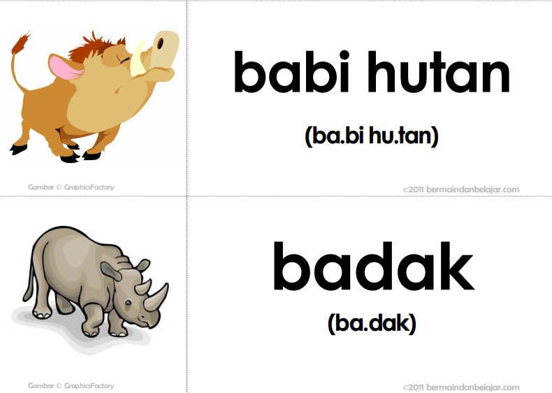 FLASH CARD BELAJAR MEMBACA ABJAD DAN NAMA BINATANG UNTUK ANAK USIA DINI