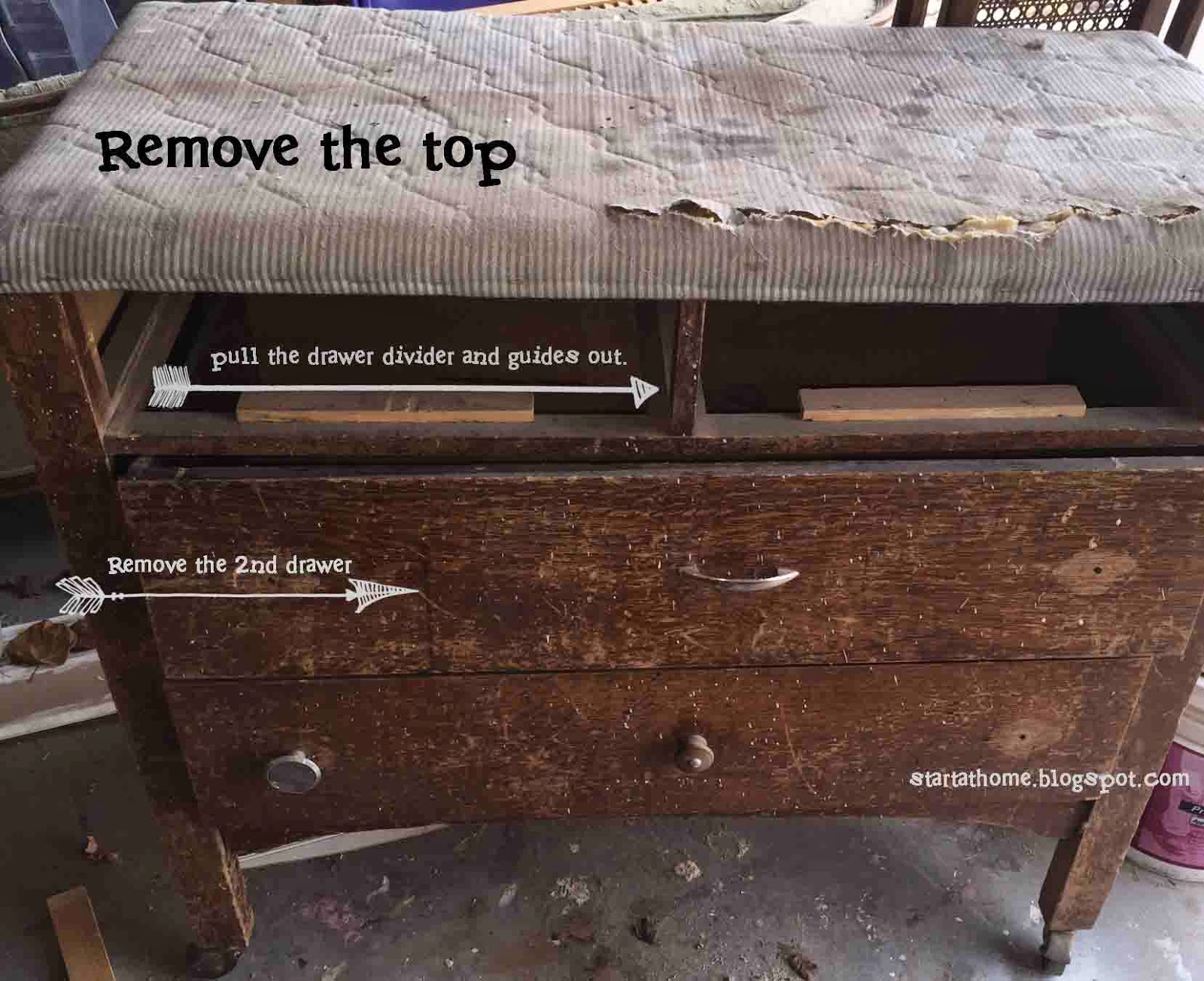 Start at Home DIY Dresser Turned Bench Tutorial