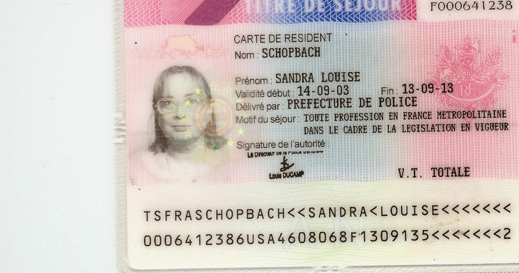 Sandy's France: Carte de séjour