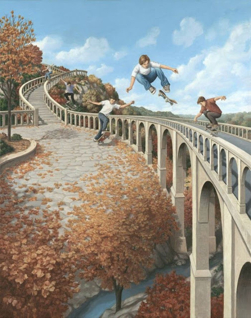 optical illusion paintings by Rob Gonsalvez