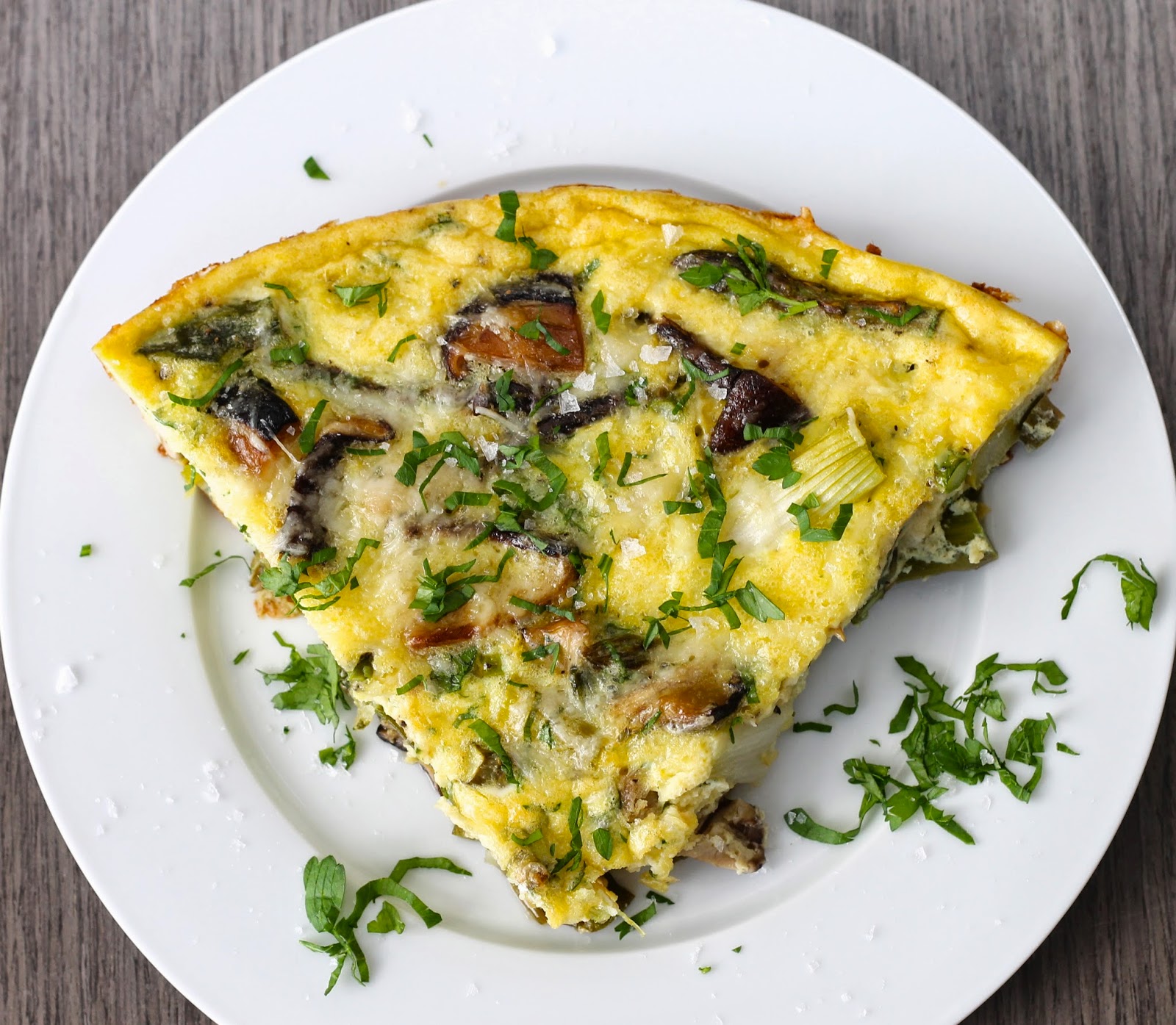Saffron & Sun Frittata with Asparagus, Scallions, Shiitaki Mushrooms