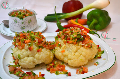 
coliflor Al Vapor Con Vinagreta De Verduras
