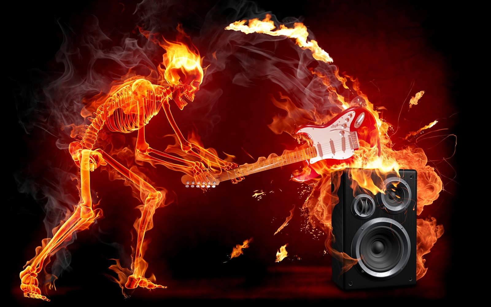 Bonjours Rock-N-Roll+squelette+feu