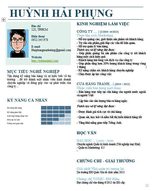 mẫu thiết kế CV ấn tượng bằng word