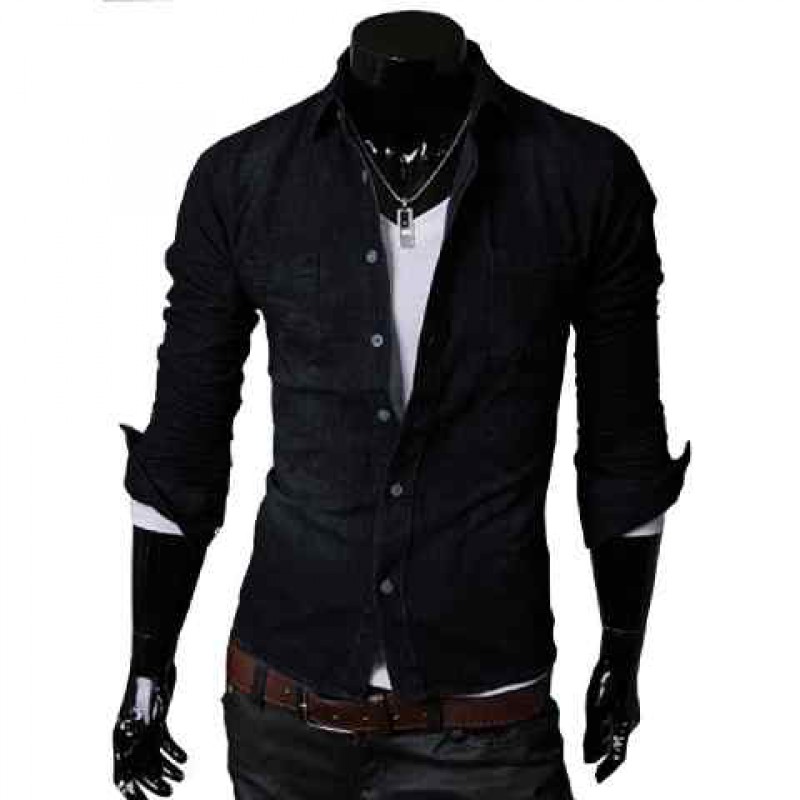 Kemeja Hero Black. Murah di Jakarta Warna Hitam Bahan Semi Jeans Keren Kemeja Hero Black. Murah di Jakarta Warna Hitam Bahan Semi Jeans Keren