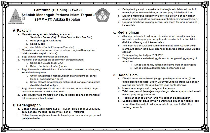Contoh Peraturan Sekolah Tentang Tata Tertib Dan Tata Krama Siswa Info Pendidikan Sekolah Pendidikan Sekolah Menengah