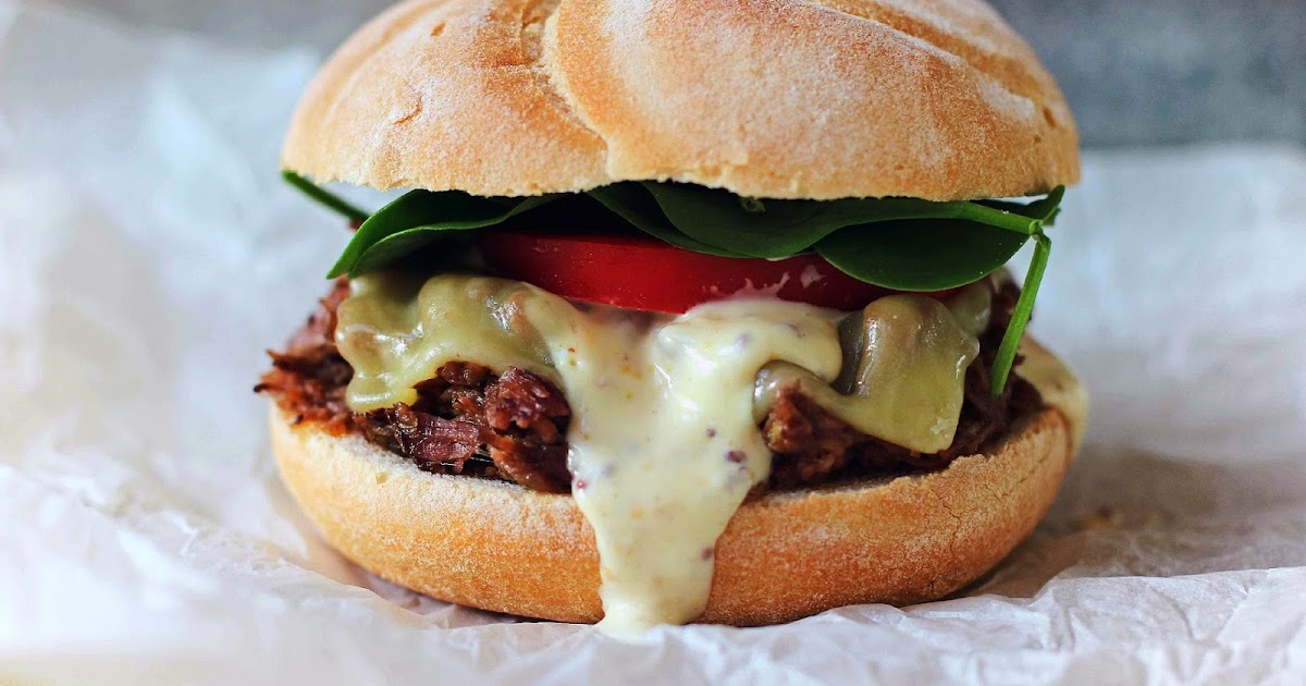 Milk and Honey Roasted Garlic Brown Sugar Pulled Beef Sandwiches with