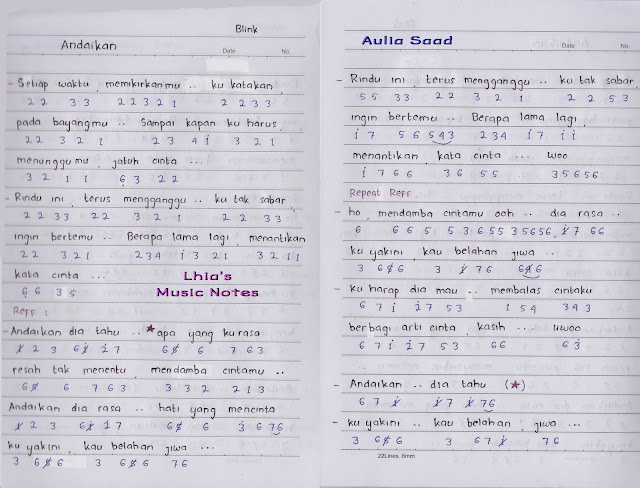 Not Angka Lagu Andaikan Blink Kumpulan Not Lagu Not Angka Lagu Andaikan Blink Kumpulan Not Lagu