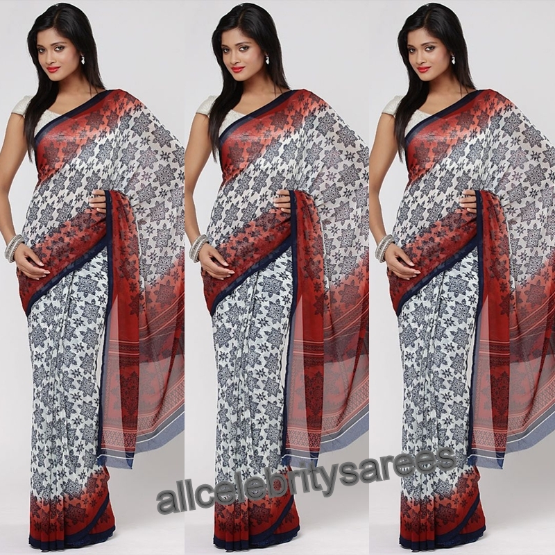 All Celebrities Sarees Designs Celebrity with white printed with
