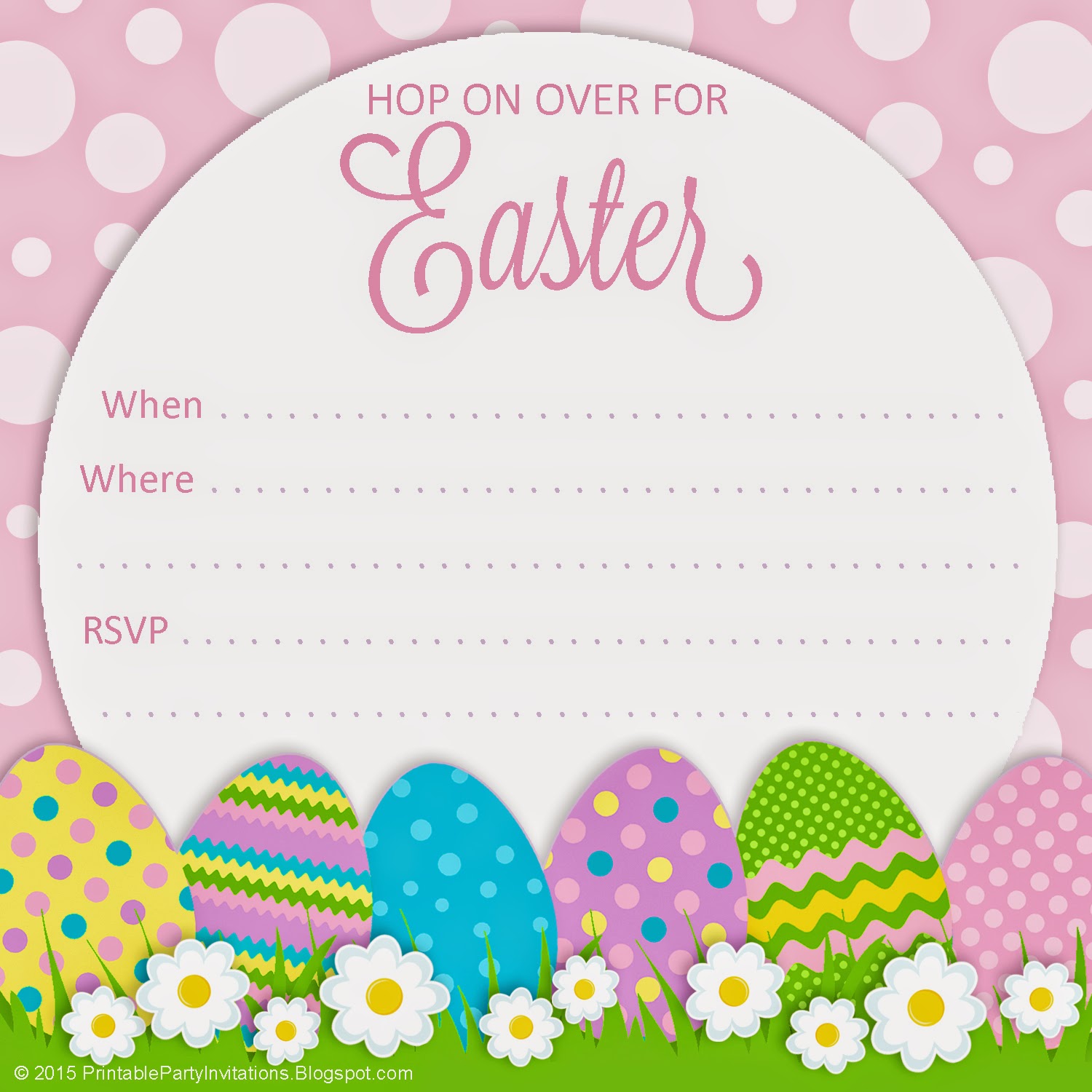 Free Printable Party Invitations Polka Dot Easter Invitation