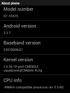 About Phone Details About Phone Details - GT-S5570