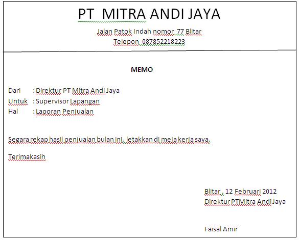 Contoh Memo Resmi Trending Zone