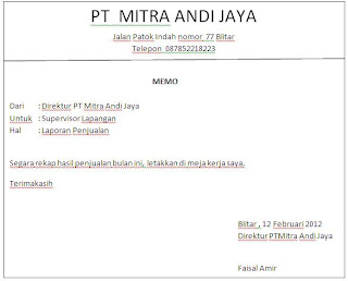 Memo Resmi Contoh Memo Resmi Yang Benar Bahasa Indonesia