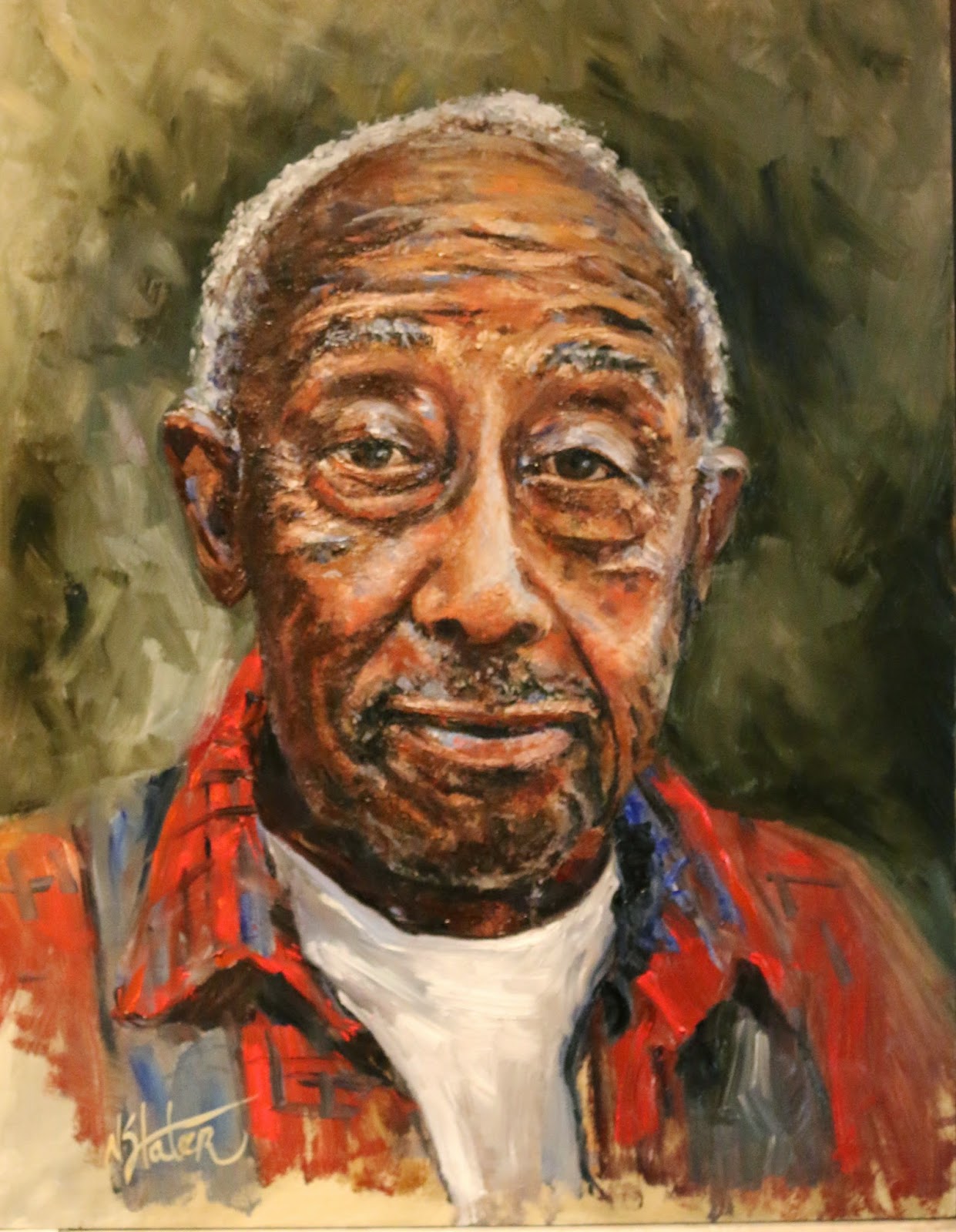 Weekly paintings by Nicole Slater Week 17 of 52 Paintings, "94 Year Old Preacher"