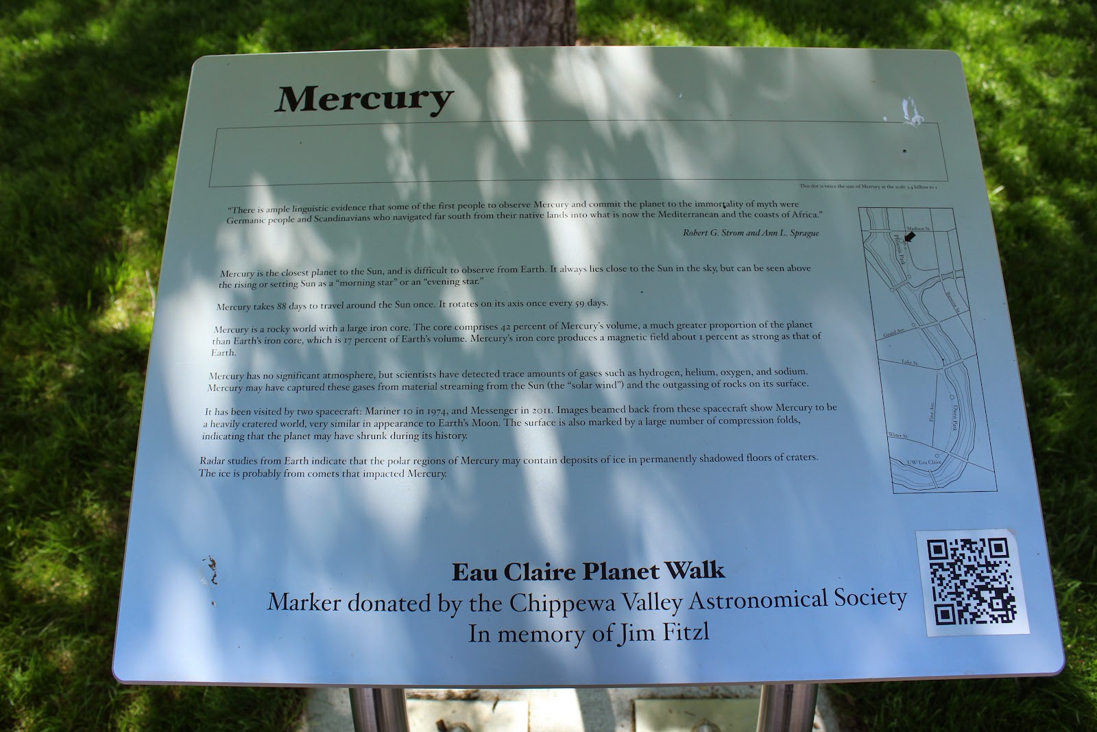 Wisconsin Historical Markers Eau Claire Planet Walk Mercury
