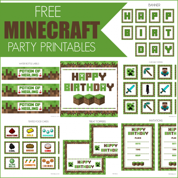 Decoración de Cumpleaños Minecraft: Ideas y Descargas Gratis