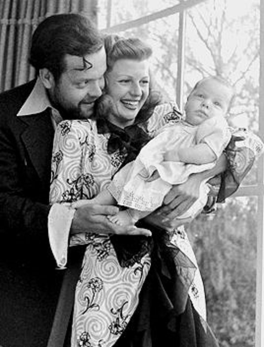 Orson Welles and Rita Hayworth with their daughter Rebecca