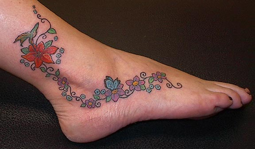 tattos on foot. Flowers Tattoos On Foot