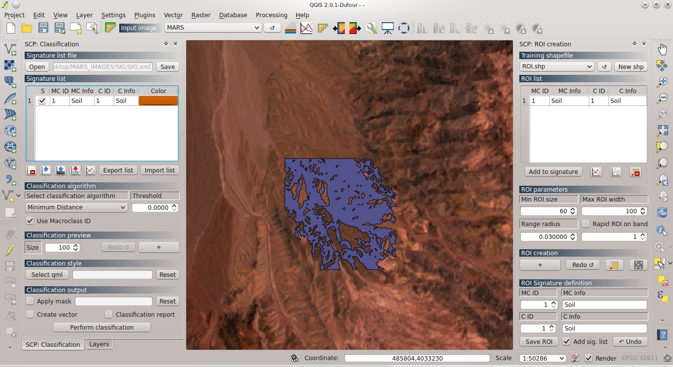 From GIS to Remote Sensing Exclusive Land Cover Classification of Mars