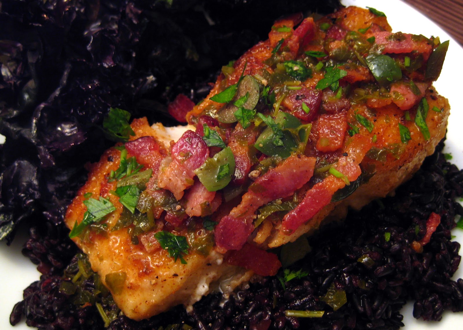 Cook Food. Mostly Plants. PanRoasted Halibut with Smoked Bacon and Lemon