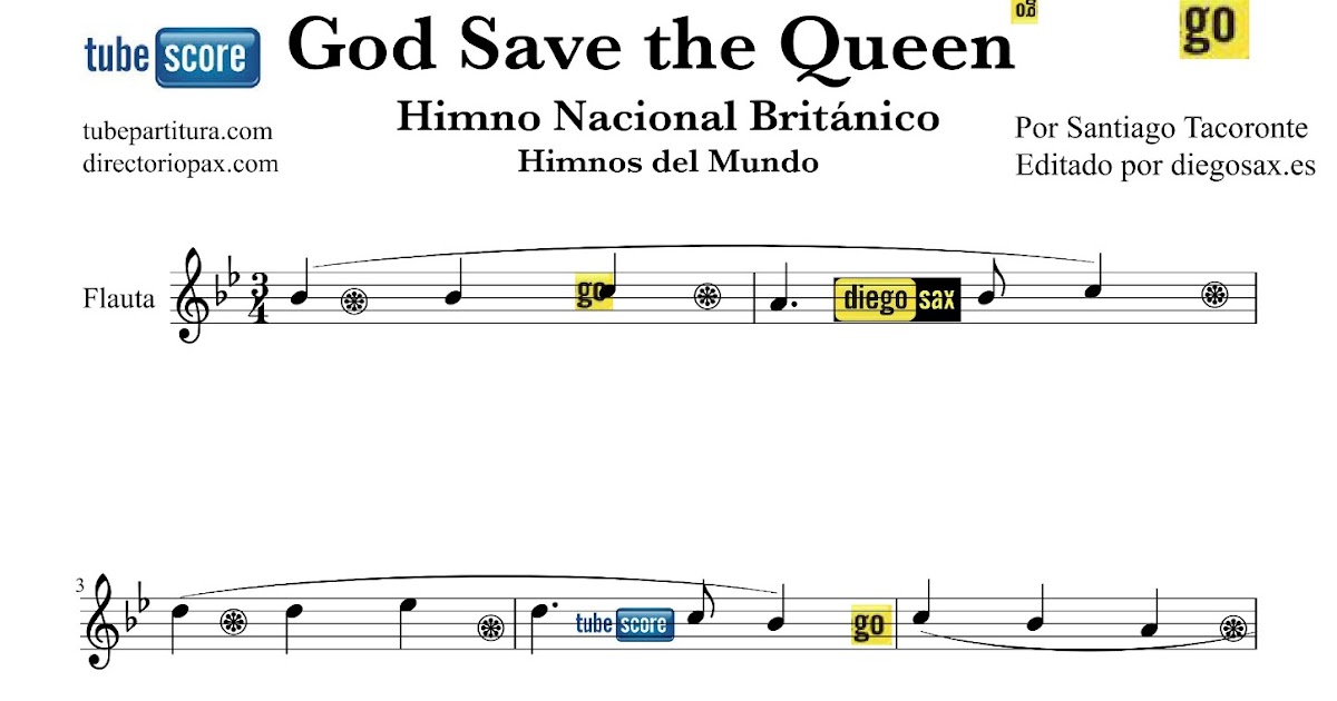 tubescore God Save the Queen Easy Sheet Music for Flute and Recorder