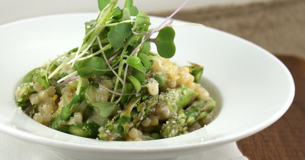 Authentic Suburban Gourmet English Pea and Asparagus Couscous Risotto