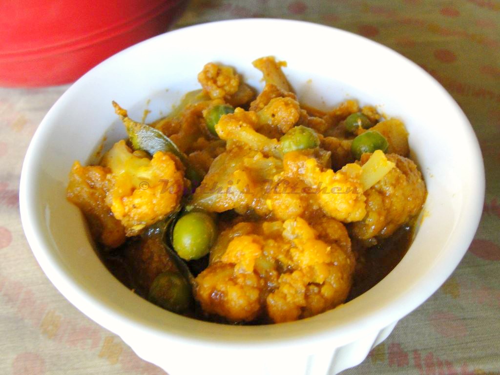Krithi's Kitchen Cauliflower Peas Masala South Indian Style Indian