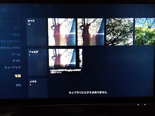 Fire TV Stickの写真メニューではアップロードした画像は映画やアプリと同じ操作感で統一されている