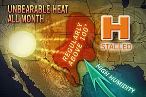 >Extreme Heat Continues in S/Central Plains, Tropical Storm Eyes Texas, Rain and Cloud Move across UK