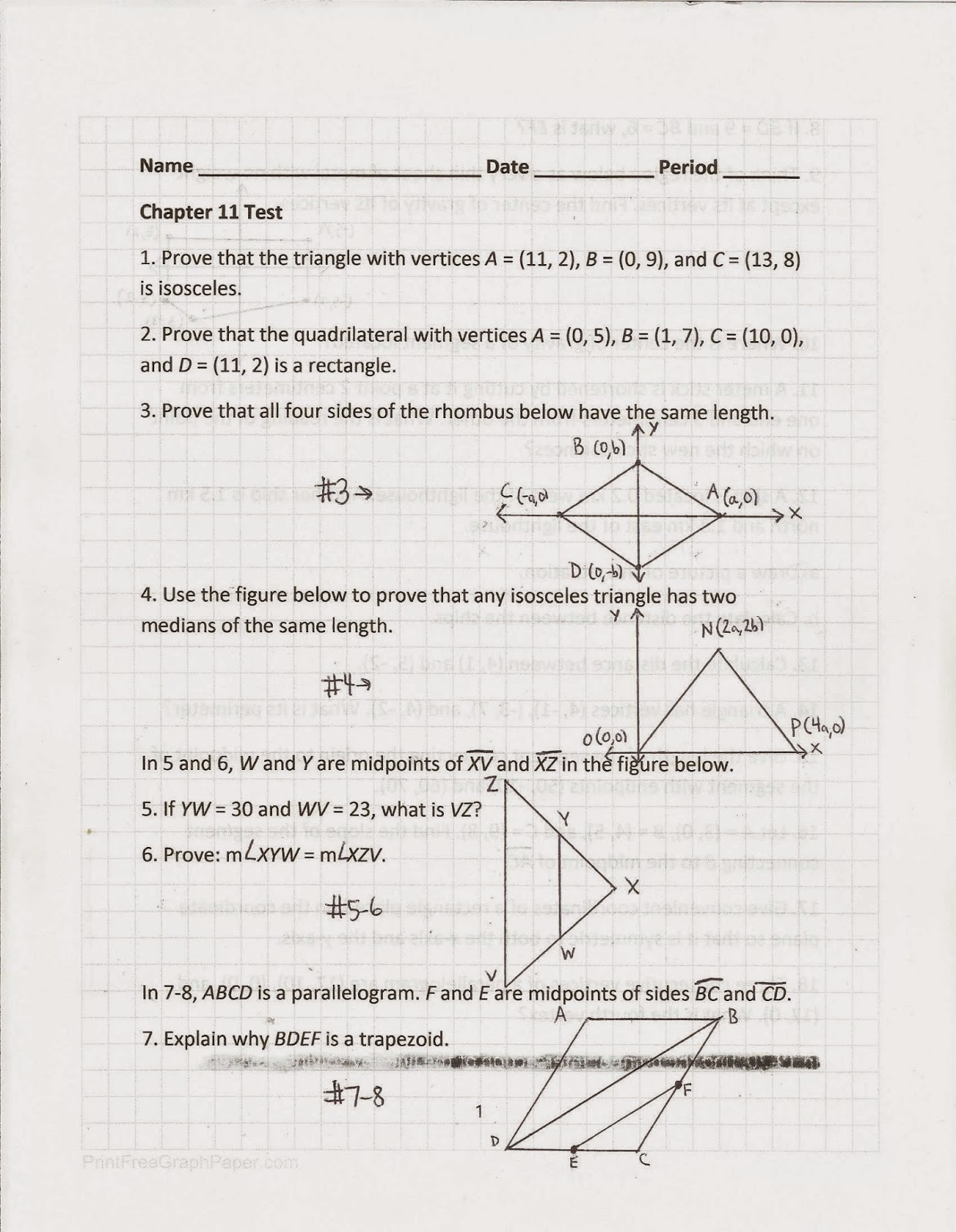 Geometry, Common Core Style Chapter 11 Test (Day 103)