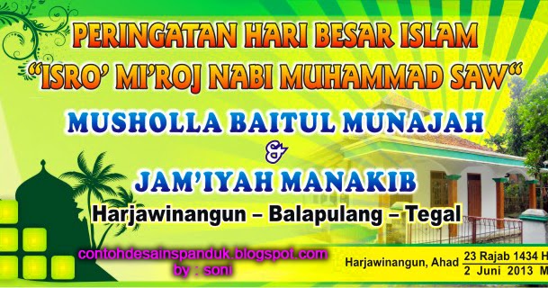 Sample Banner Background Panggung Isro' Miroj Contoh Desain Spanduk