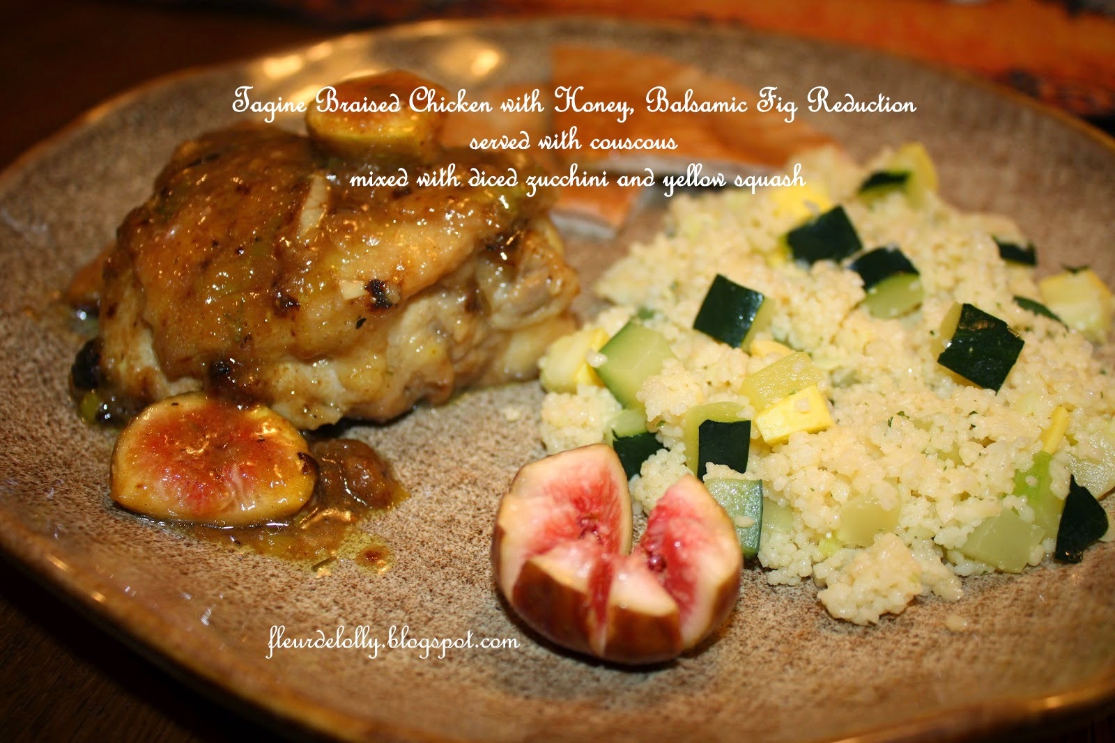 Fleur de Lolly Tagine Braised Chicken with Honey, Balsamic Fig Reduction